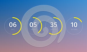Countdown clock counter vector digital timer