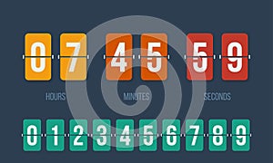 Countdown clock flip counter vector digital timer