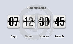 Countdown clock flip counter vector digital timer