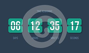 Countdown clock flip counter vector digital timer