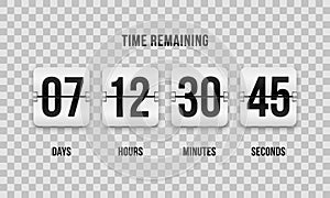 Countdown clock flip counter vector digital timer