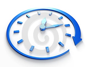Countdown concept blue clock with arrow around