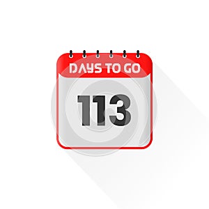 Countdown icon 113 Days Left for sales promotion. Promotional sales banner 113 days left to go