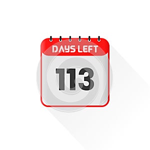 Countdown icon 113 Days Left for sales promotion. Promotional sales banner 113 days left to go