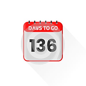 Countdown icon 136 Days Left for sales promotion. Promotional sales banner 136 days left to go
