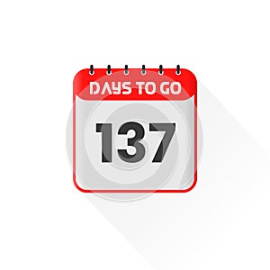 Countdown icon 137 Days Left for sales promotion. Promotional sales banner 137 days left to go