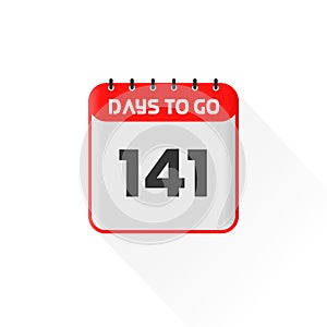 Countdown icon 141 Days Left for sales promotion. Promotional sales banner 141 days left to go