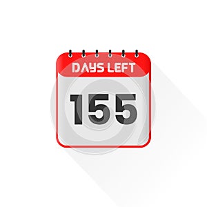 Countdown icon 155 Days Left for sales promotion. Promotional sales banner 155 days left to go