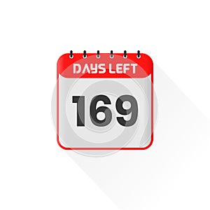Countdown icon 169 Days Left for sales promotion. Promotional sales banner 169 days left to go