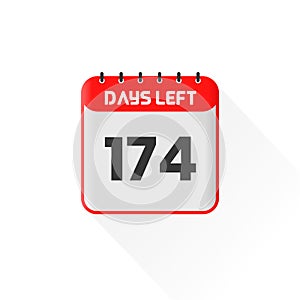 Countdown icon 174 Days Left for sales promotion. Promotional sales banner 174 days left to go