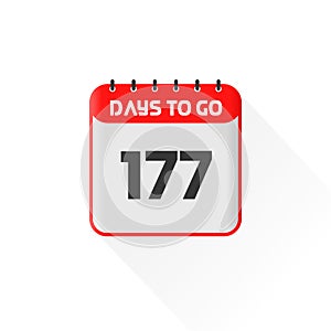 Countdown icon 177 Days Left for sales promotion. Promotional sales banner 177 days left to go