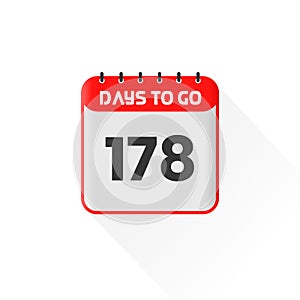 Countdown icon 178 Days Left for sales promotion. Promotional sales banner 178 days left to go