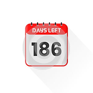 Countdown icon 186 Days Left for sales promotion. Promotional sales banner 186 days left to go