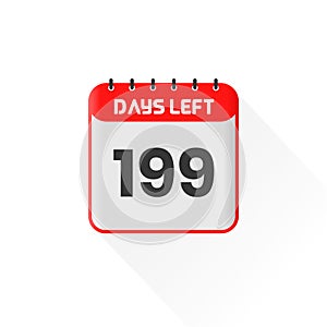 Countdown icon 199 Days Left for sales promotion. Promotional sales banner 199 days left to go