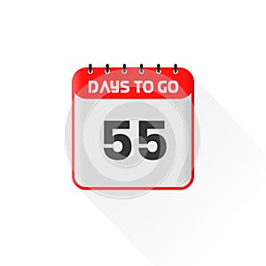 Countdown icon 55 Days Left for sales promotion. Promotional sales banner 55 days left to go