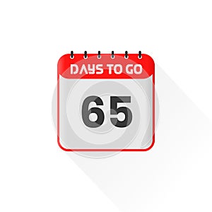 Countdown icon 65 Days Left for sales promotion. Promotional sales banner 65 days left to go