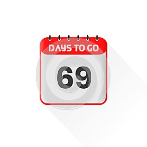 Countdown icon 69 Days Left for sales promotion. Promotional sales banner 69 days left to go