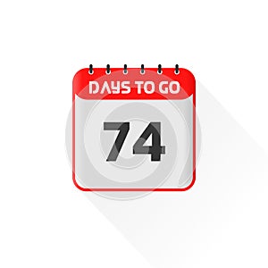 Countdown icon 74 Days Left for sales promotion. Promotional sales banner 74 days left to go