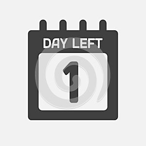 Countdown daily page calendar icon - 1 day left