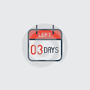 Countdown daily page calendar icon -31 days left. Number day to go. Agenda app, business deadline, date. Reminder
