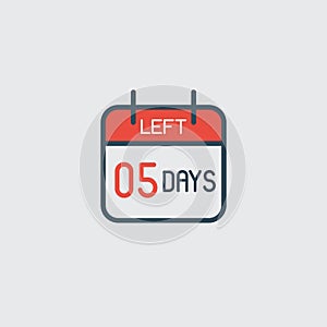 Countdown daily page calendar icon -31 days left. Number day to go. Agenda app, business deadline, date. Reminder