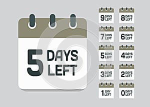 Countdown daily page calendar icon - 5 days left