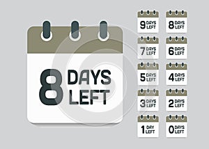 Countdown daily page calendar icon - 8 days left