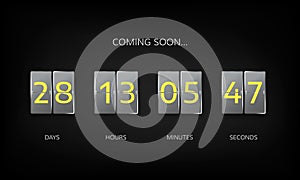 Countdown timer clock counter. Countdown web site flat template. Flip business scoreboard display design. Vector illustration on d