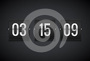 Countdown timer clock counter. Flip vector timer template. Display information of minute, hour. Scoreboard info