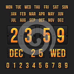 Countdown timer and date, calendar scoreboard