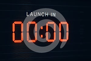 Countdown Timer Display with Launch in Zero Zero Minutes Seconds Digital Clock Background