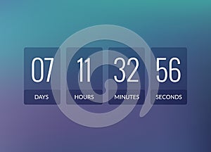 Countdown timer vector clock counter. Flip business scoreboard display design