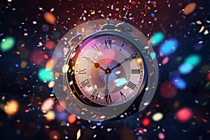 Countdown to midnight clock surrounded by