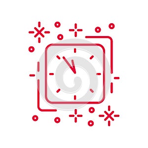 Countdown to new year minimal linear icon in red color