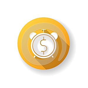 Countdown to payout yellow flat design long shadow glyph icon
