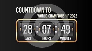 Countdown to the World Football Championship 2022 . Timer in a gold frame
