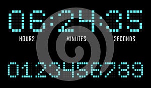 Countdown website vector flat template digital clock timer background. Countdown timer. Clock counter. Digital scoreboard