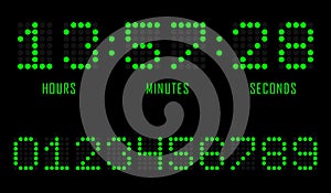 Countdown website vector flat template digital clock timer background. Countdown timer. Clock counter. Digital scoreboard