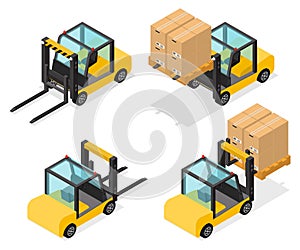Counter-balanced Forklift truck with boxes