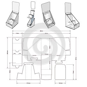 Counter display stand and Die-cut Pattern.