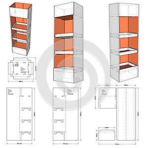 Counter display stand and Die-cut Pattern.