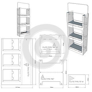 Counter display stand and Die-cut Pattern.