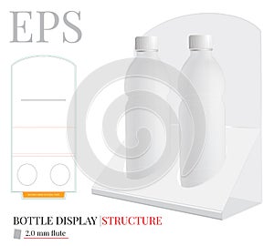 Counter Display Template, Vector with die cut / laser cut layers. Counter Stand. White, clear, blank, isolated Bottle Display