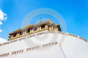 Counter dive view of the phu khao thong or golden mountain of wat saket, or the golden mount temple. A landmark of bangkok