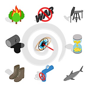 Counter icons set, isometric style