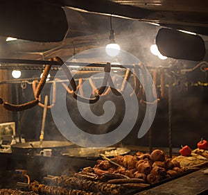 the counter with sausage