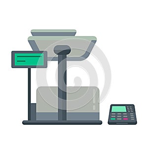 Counter stand in shop or supermarket. Retail checkout in store.