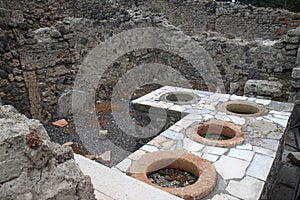 Counter in Thermopolium, Roman Pompeii, Italy