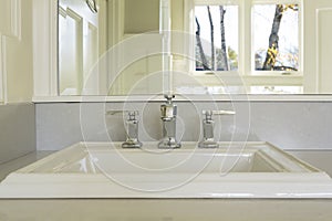 Counter top and sink in Upscale Master Bathroom