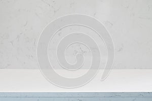 Counter top,wall and floor white or light grey marble stone design of decoration clean background.Used for montage or display prod photo